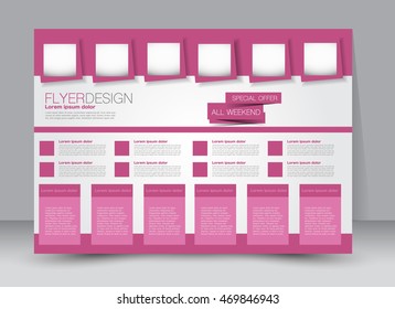 Flyer, brochure, billboard template design landscape orientation for education, presentation, website. Pink color. Editable vector illustration.