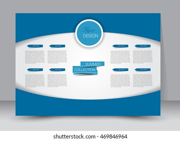 Flyer, brochure, billboard template design landscape orientation for education, presentation, website. Blue color. Editable vector illustration.