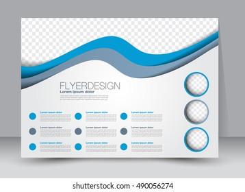 Flyer, brochure, billboard template design landscape orientation for education, presentation, website. Blue and grey color. Editable vector illustration.