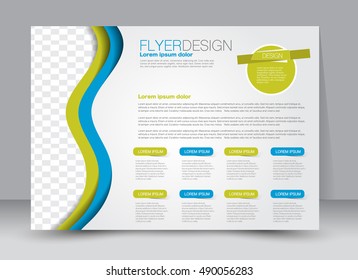Flyer, brochure, billboard template design landscape orientation for education, presentation, website. Blue and green color. Editable vector illustration.