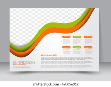 Flyer, brochure, billboard template design landscape orientation for education, presentation, website. Orange and green color. Editable vector illustration.