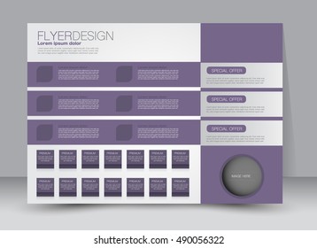 Flyer, brochure, billboard template design landscape orientation for education, presentation, website. Purple color. Editable vector illustration.