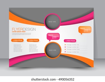 Flyer, brochure, billboard template design landscape orientation for education, presentation, website. Pink and orange color. Editable vector illustration.
