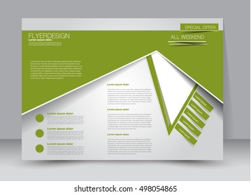 Flyer, brochure, billboard template design landscape orientation for education, presentation, website. Green color. Editable vector illustration.
