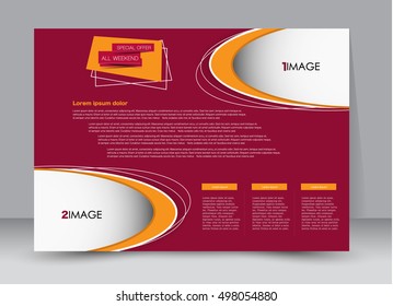 Flyer, brochure, billboard template design landscape orientation for education, presentation, website. Red and orange color. Editable vector illustration.