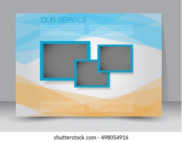Flyer, brochure, billboard template design landscape orientation for education, presentation, website. Blue and yellow color. Editable vector illustration.