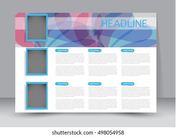 Flyer, brochure, billboard template design landscape orientation for education, presentation, website. Pink and blue color. Editable vector illustration.
