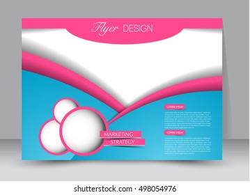 Flyer, brochure, billboard template design landscape orientation for education, presentation, website. Pink and blue color. Editable vector illustration.