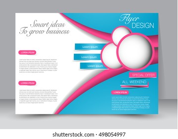 Flyer, brochure, billboard template design landscape orientation for education, presentation, website. Pink and blue color. Editable vector illustration.