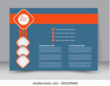 Flyer, brochure, billboard template design landscape orientation for education, presentation, website. Blue and orange color. Editable vector illustration
