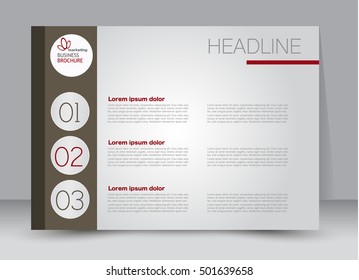 Flyer, brochure, billboard template design landscape orientation for education, presentation, website. Brown and red color. Editable vector illustration
