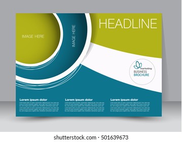 Flyer, brochure, billboard template design landscape orientation for education, presentation, website. Green and blue color. Editable vector illustration