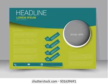 Flyer, brochure, billboard template design landscape orientation for education, presentation, website. Green color. Editable vector illustration