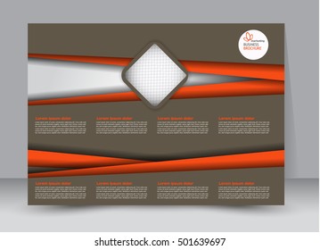 Flyer, brochure, billboard template design landscape orientation for education, presentation, website. Brown and orange color. Editable vector illustration