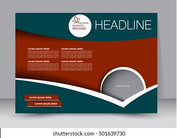 Flyer, brochure, billboard template design landscape orientation for education, presentation, website. Green and red color. Editable vector illustration