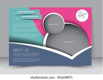 Flyer, brochure, billboard template design landscape orientation for education, presentation, website. Blue and pink color. Editable vector illustration