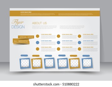 Flyer, brochure, billboard template design landscape orientation for education, presentation, website. Yellow color. Editable vector illustration