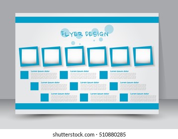 Flyer, brochure, billboard template design landscape orientation for education, presentation, website. Blue color. Editable vector illustration