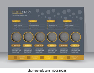 Flyer, brochure, billboard template design landscape orientation for education, presentation, website. Yellow and grey color. Editable vector illustration
