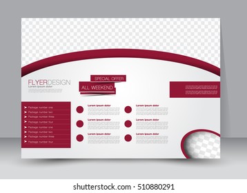 Flyer, brochure, billboard template design landscape orientation for education, presentation, website. Red color. Editable vector illustration