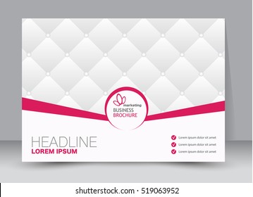 Flyer, brochure, billboard template design landscape orientation for education, presentation, website. Pink color. Editable vector illustration.