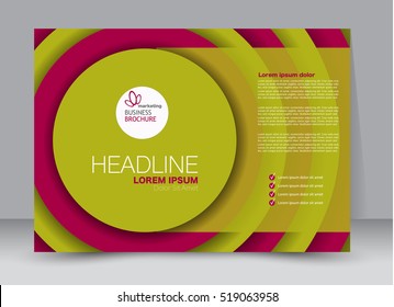 Flyer, brochure, billboard template design landscape orientation for education, presentation, website. Yellow and pink color. Editable vector illustration