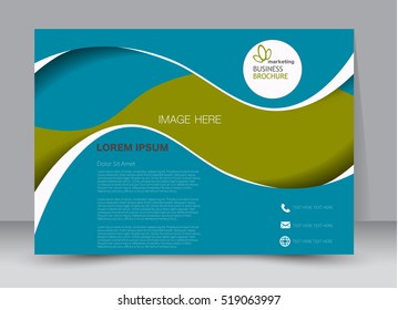 Flyer, brochure, billboard template design landscape orientation for education, presentation, website. Blue and green color. Editable vector illustration.