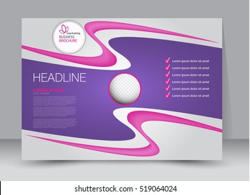 Flyer, brochure, billboard template design landscape orientation for education, presentation, website. Purple and pink color. Editable vector illustration.