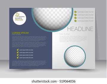 Flyer, brochure, billboard template design landscape orientation for education, presentation, website. Blue and green color. Editable vector illustration.