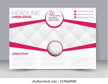 Flyer, brochure, billboard template design landscape orientation for education, presentation, website. Pink color. Editable vector illustration.