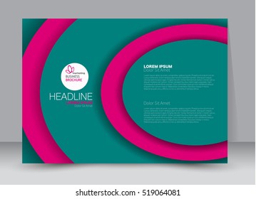Flyer, brochure, billboard template design landscape orientation for education, presentation, website. Pink and green color. Editable vector illustration.