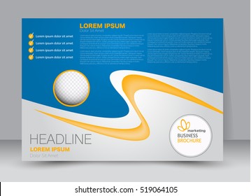 Flyer, brochure, billboard template design landscape orientation for education, presentation, website. Blue and yellow color. Editable vector illustration.