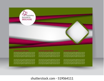 Flyer, brochure, billboard template design landscape orientation for education, presentation, website. Green and red color. Editable vector illustration.