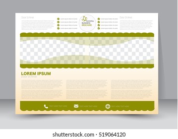Flyer, brochure, billboard template design landscape orientation for education, presentation, website. Green color. Editable vector illustration.