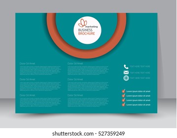 Flyer, brochure, billboard template design landscape orientation for education, presentation, website. Orange and blue color. Editable vector illustration