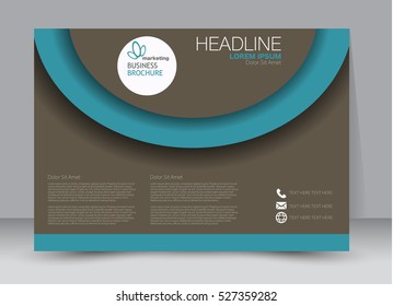 Flyer, brochure, billboard template design landscape orientation for education, presentation, website.Brown and blue color. Editable vector illustration
