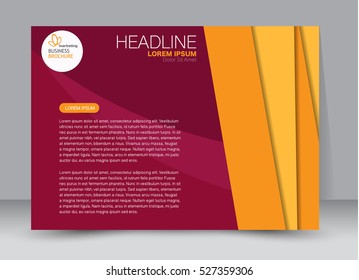 Flyer, brochure, billboard template design landscape orientation for education, presentation, website. Red and orange color. Editable vector illustration
