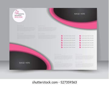 Flyer, brochure, billboard template design landscape orientation for education, presentation, website. Pink and black color. Editable vector illustration
