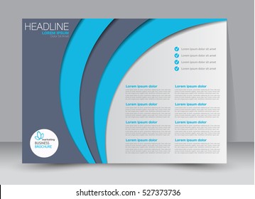 Flyer, brochure, billboard template design landscape orientation for education, presentation, website. Blue color. Editable vector illustration