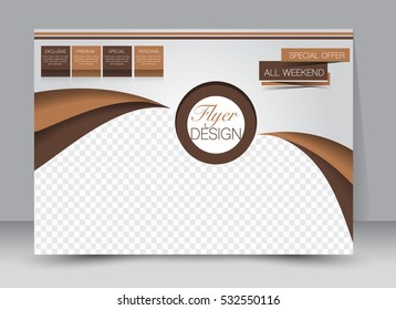 Flyer, brochure, billboard template design landscape orientation for education, presentation, website. Brown color. Editable vector illustration