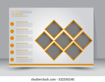 Flyer, brochure, billboard template design landscape orientation for education, presentation, website. Orange color. Editable vector illustration