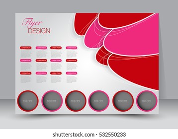 Flyer, brochure, billboard template design landscape orientation for education, presentation, website. Red color. Editable vector illustration
