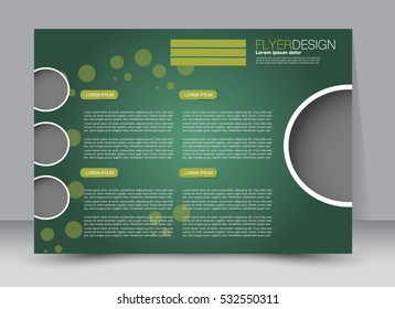 Flyer, brochure, billboard template design landscape orientation for education, presentation, website. Green color. Editable vector illustration
