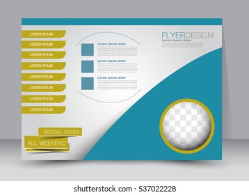 Flyer, brochure, billboard template design landscape orientation for education, presentation, website. Blue and yellow color. Editable vector illustration.