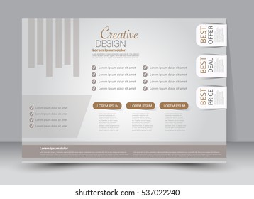Flyer, brochure, billboard template design landscape orientation for education, presentation, website. Brown color. Editable vector illustration.