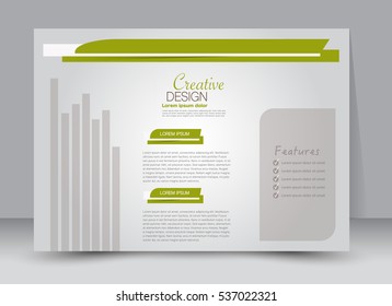 Flyer, brochure, billboard template design landscape orientation for education, presentation, website. Green color. Editable vector illustration.