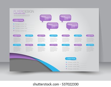 Flyer, brochure, billboard template design landscape orientation for education, presentation, website. Blue and purple color. Editable vector illustration.