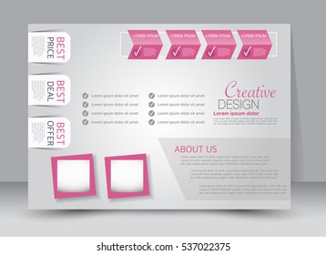 Flyer, brochure, billboard template design landscape orientation for education, presentation, website. Red color. Editable vector illustration.