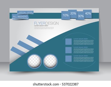 Flyer, brochure, billboard template design landscape orientation for education, presentation, website. Blue color. Editable vector illustration.