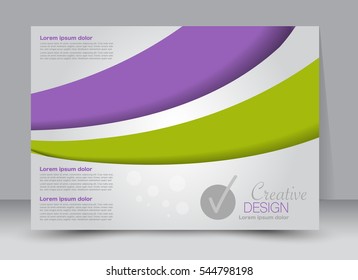Flyer, brochure, billboard template design landscape orientation for education, presentation, website. Green and purple color. Editable vector illustration.